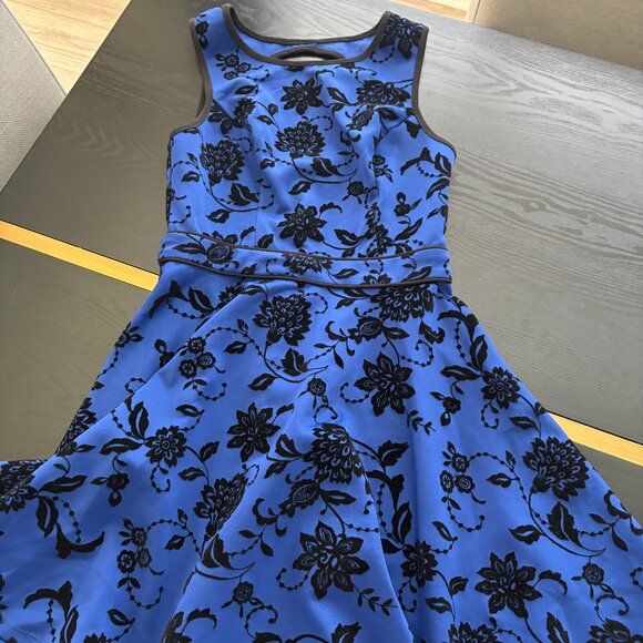 Jodi Kristopher Fit & Flare Formal Blue/Black Sz 3Jr Fitted Waist Band EUC - Picture 2 of 8